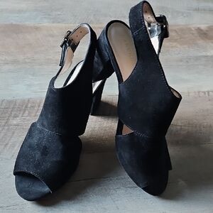 Carvela Comfort Annie Suede Peep Toe Woman's Sandals Black 8